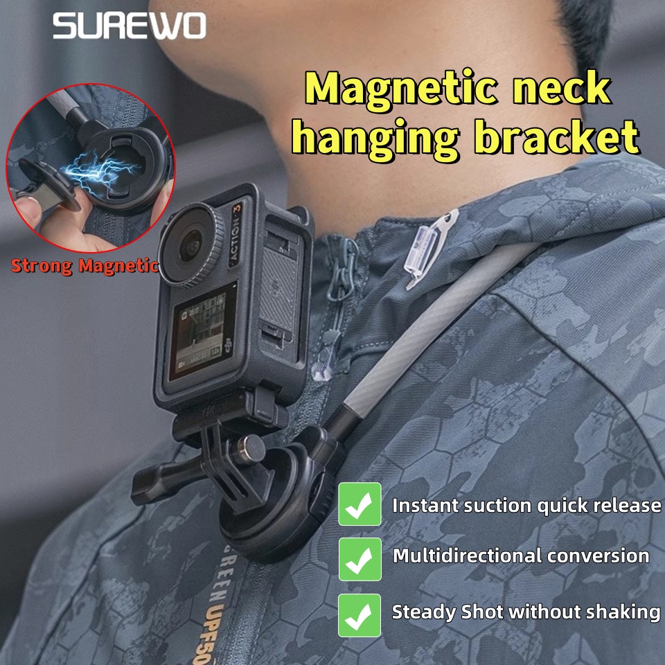 Gopro Action Camera Hero 11 Black - SUREWO Magnetic Quick Release Neck Mount