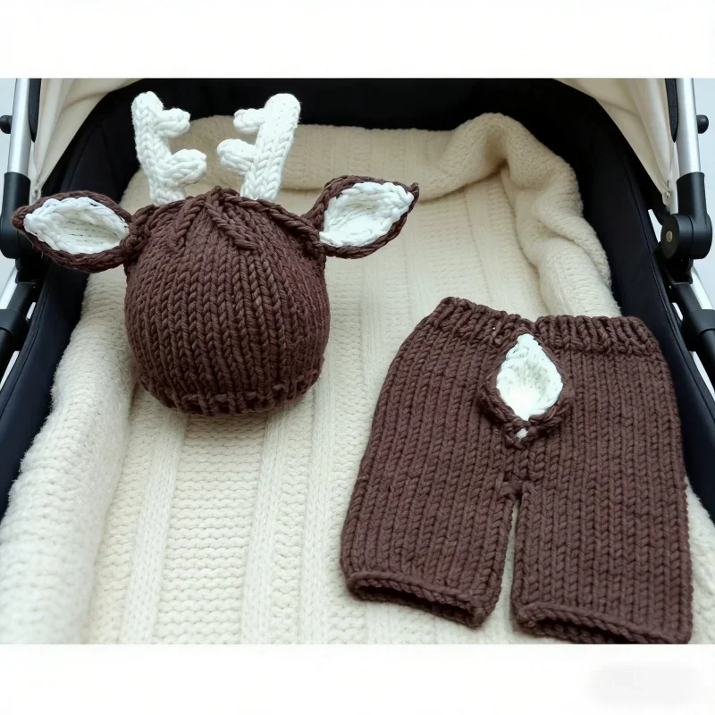 Photography Coffee - Handmade Knit Cap Pants Coffee Deer