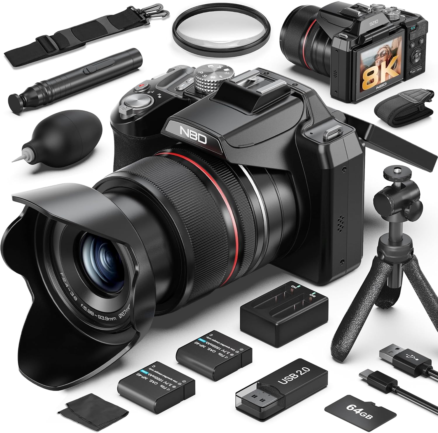 Photography Zoom - Professional 8K 64MP Photography Digital Camera,