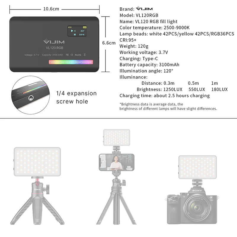 2026 New120 RGB Pocket Fill Li - đánh giá và giá Photography Lighting