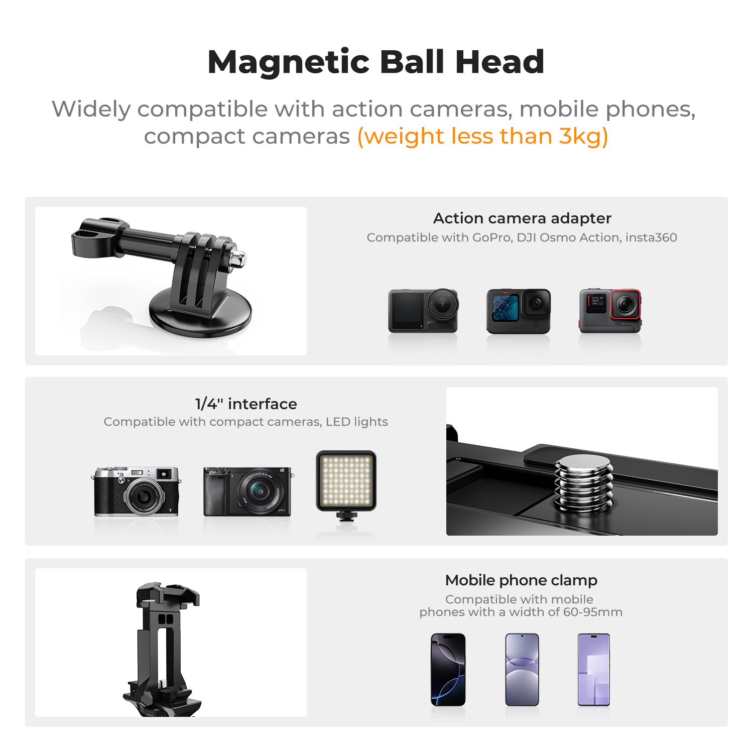 K&F CONCEPT Magnetic Camera Mo - đánh giá và giá Gopro Action Camera Hero 11 Black