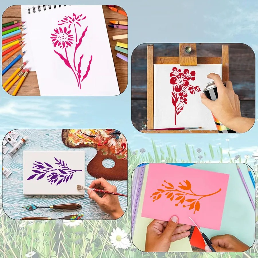 18 Pcs Flower Leaf Stencils Re - đánh giá và giá Photography Model