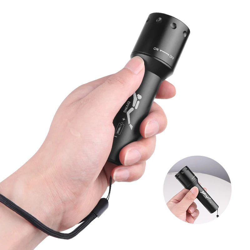 New T6 LED Diving Torch Long-R - đánh giá và giá Photography Lighting