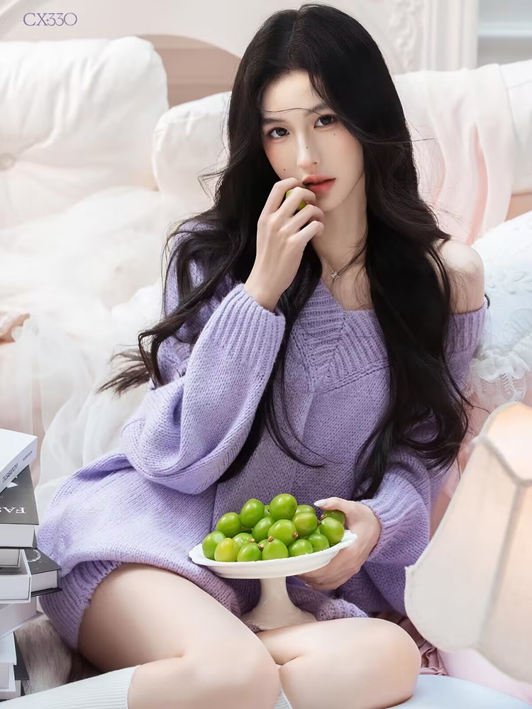 Autumn Winter Purple Sweater O - đánh giá và giá Photography Lighting