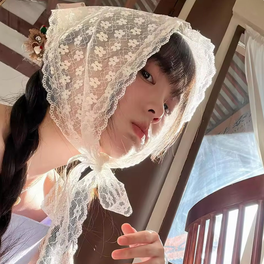 1PC triangle Lace scarf white  - đánh giá và giá Photography Triangle
